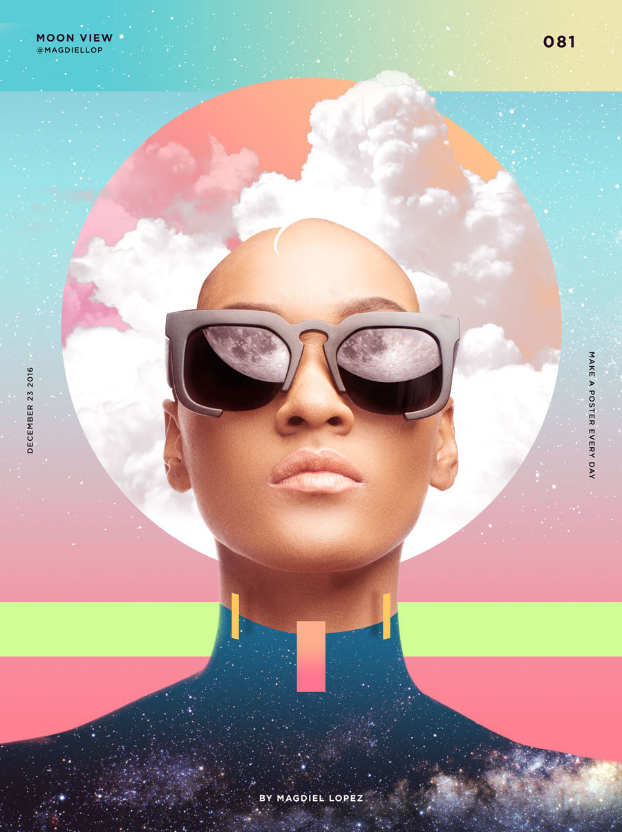 德克萨斯州设计师 magdiel lopez 超现实主义人物肖像海报作品