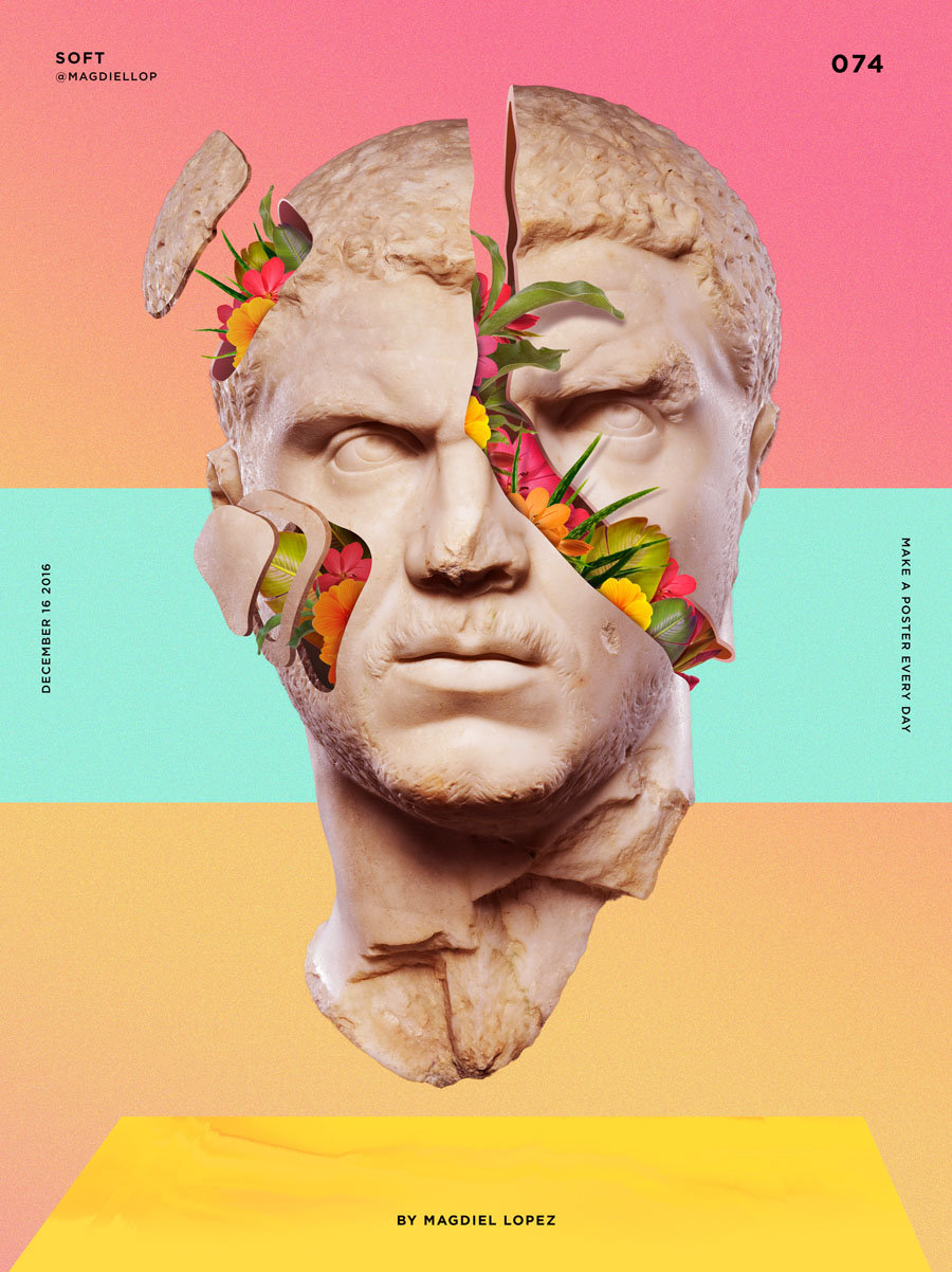 德克萨斯州设计师 magdiel lopez 超现实主义人物肖像海报作品