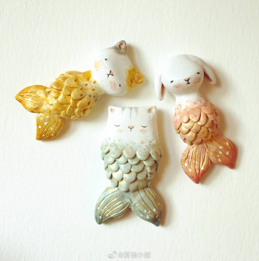 敲可爱的石塑粘土手作( . )