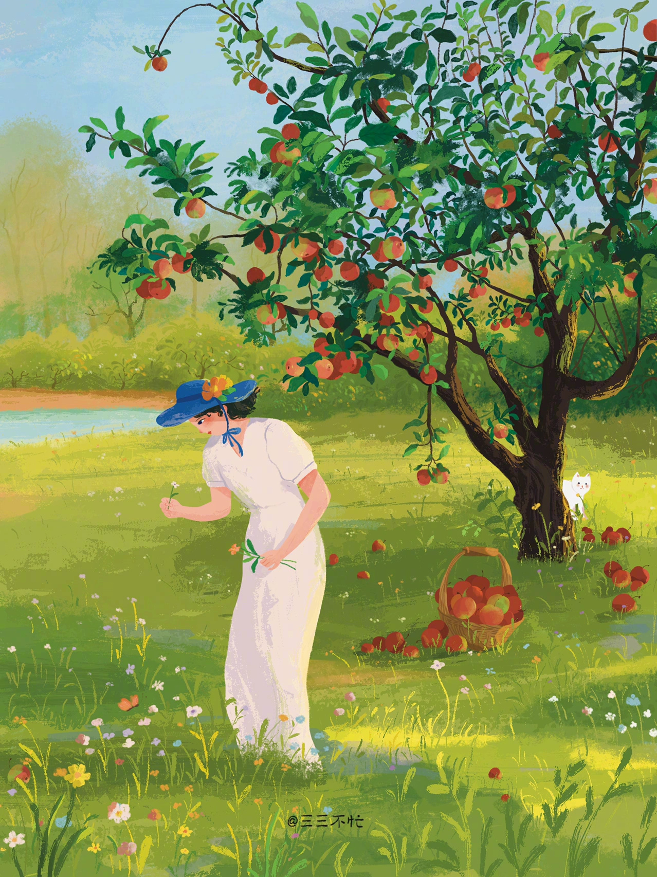 绿色系的插画看完心情都明媚了