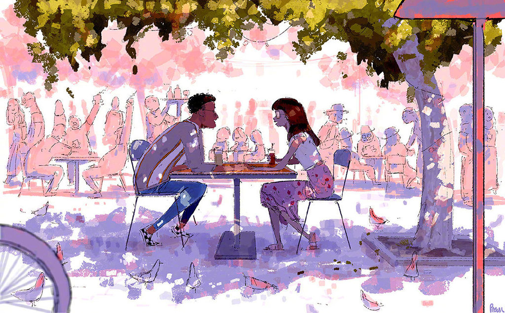 充满着浓浓情感的人物插画，不管是配色还是光影，都很有个人特色休闲区蓝鸢梦想 - Www.slyday.coM