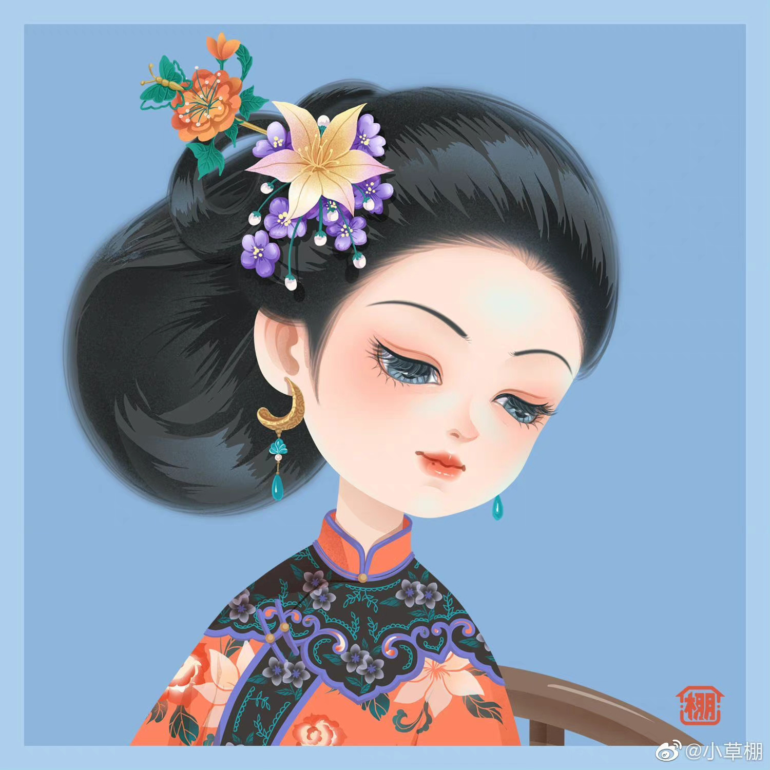 可爱的清代女子头像……__财经头条