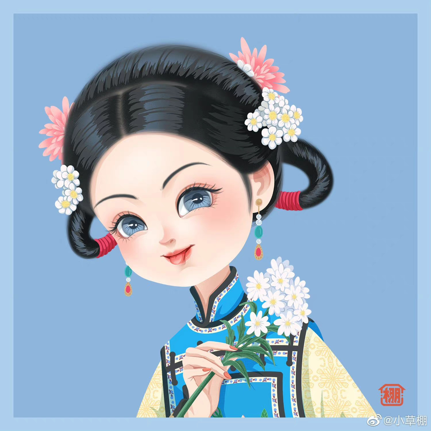 可爱的清代女子头像……__财经头条