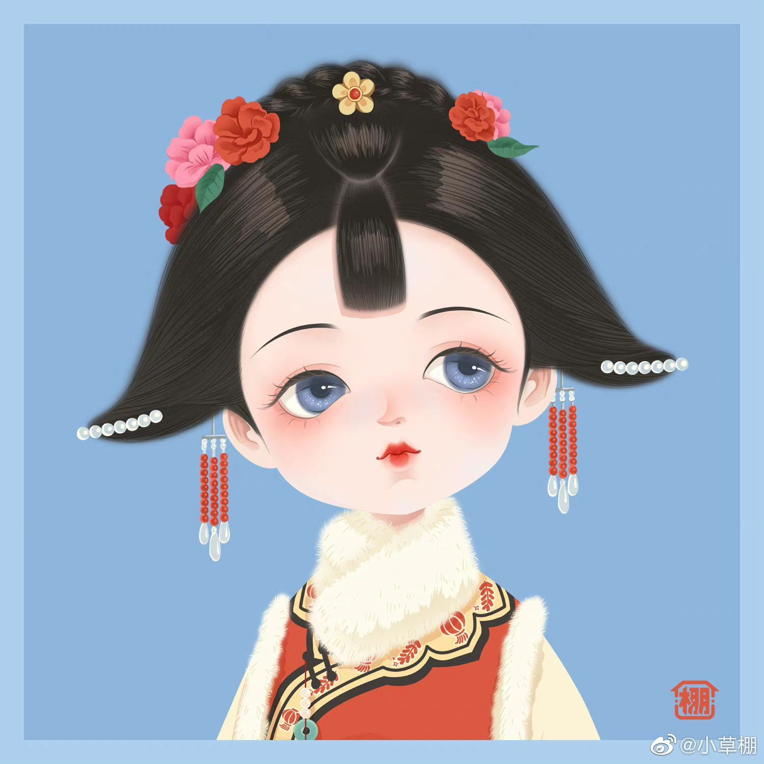 可爱的清代女子头像……__财经头条