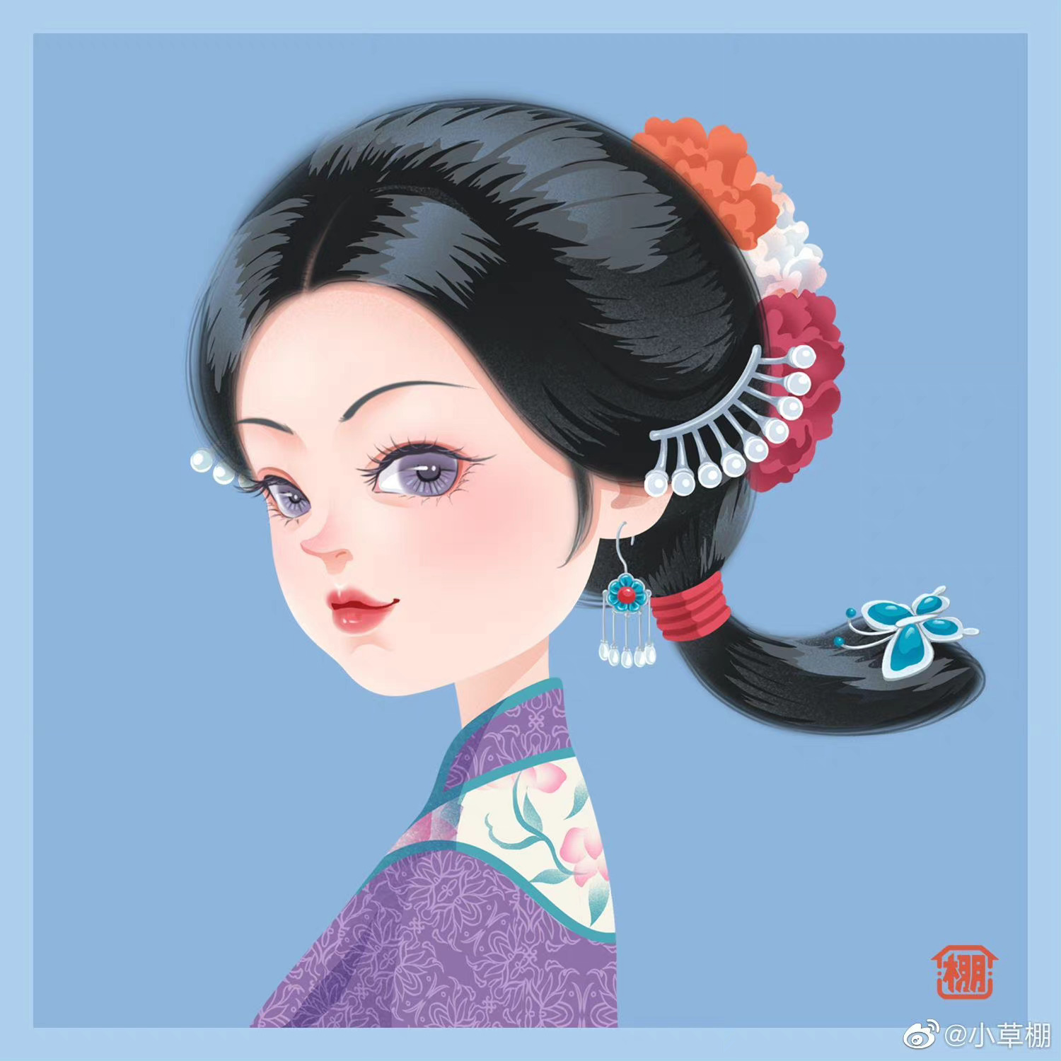 可爱的清代女子头像……__财经头条