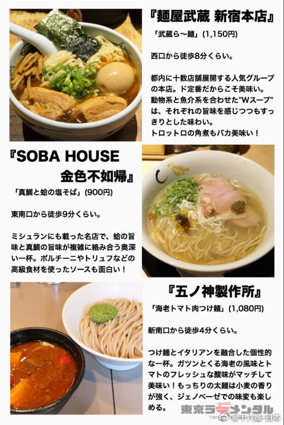 新宿周边12家拉面店推荐 来源 Twi Ramental Net