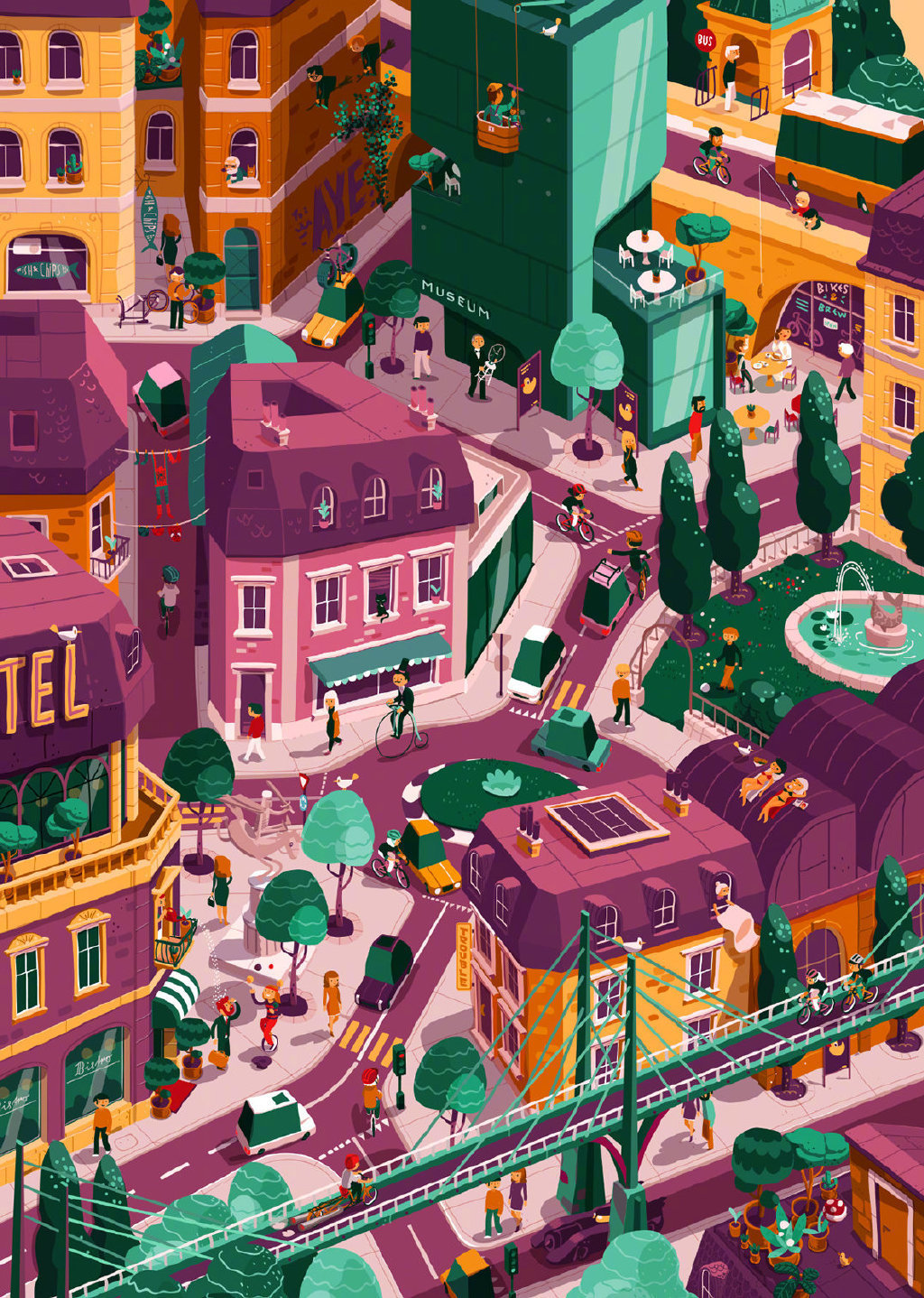 复杂的卡通插画场景 :chragi frei__财经头条