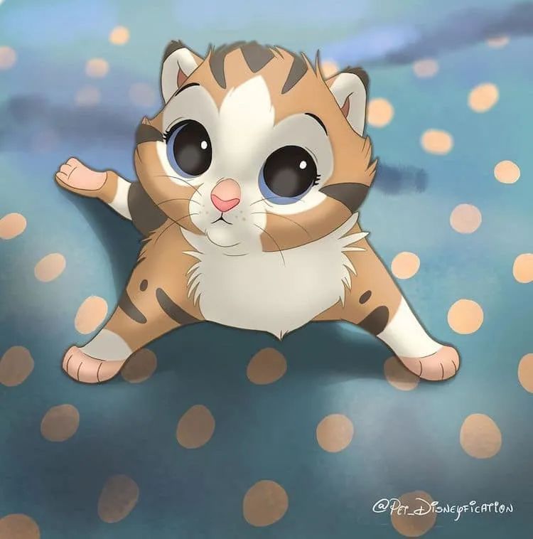 插画家破解迪士尼画风创作的卡通动物67可爱极了