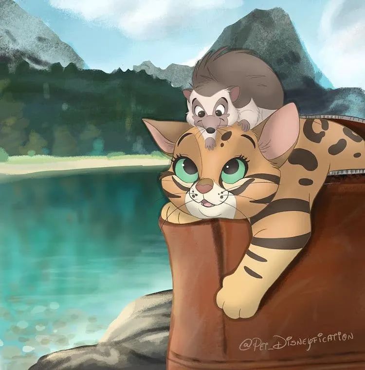 插画家破解迪士尼画风创作的卡通动物67可爱极了