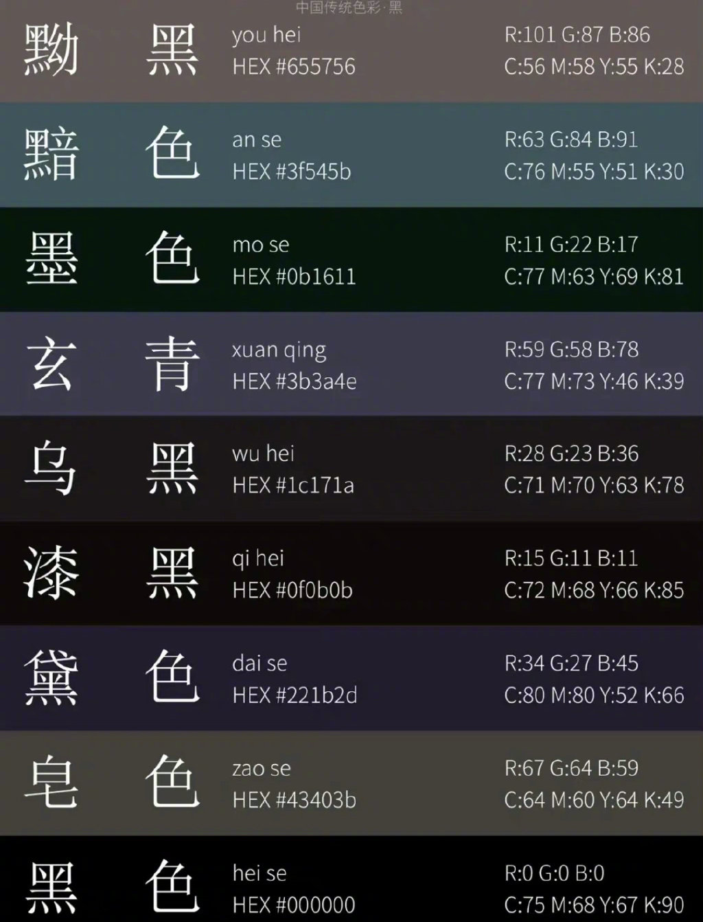 中国传统色色卡 想要那种黑，五彩斑斓的黑__财经头条