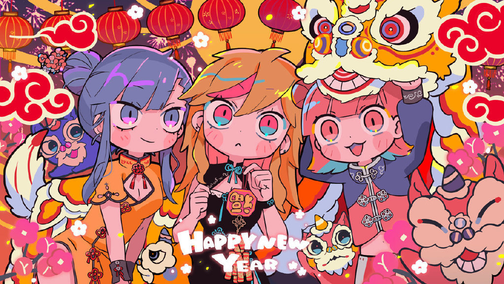插画师寺田てらteradatera卡通q版人物插画用色大胆