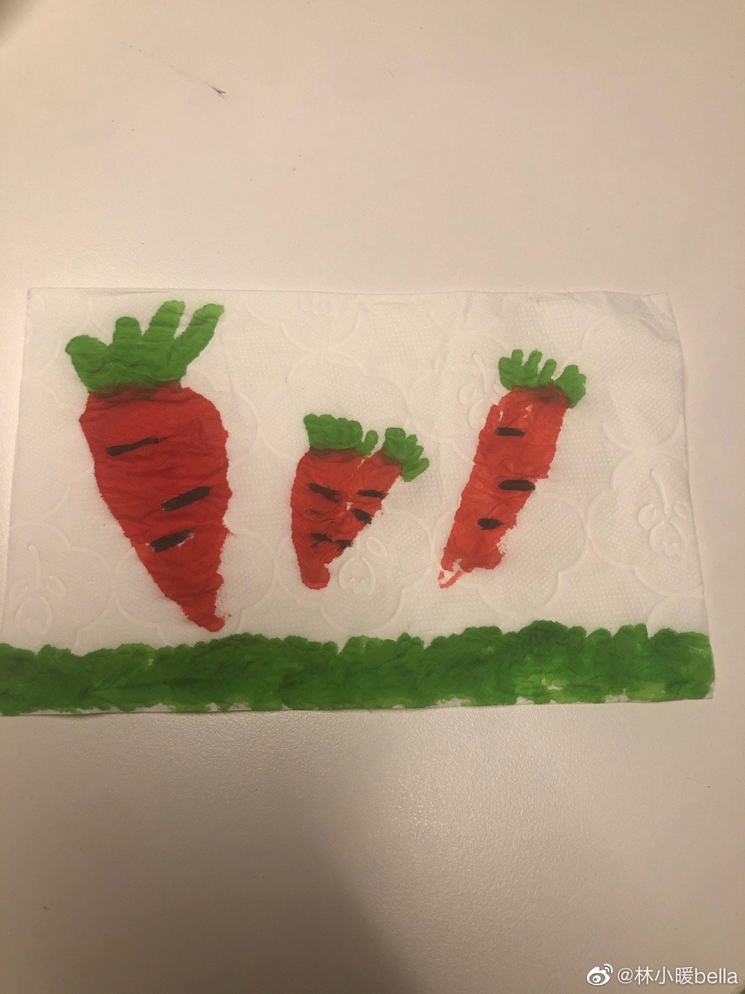 闲暇功夫,又开始纸巾"作画"了.