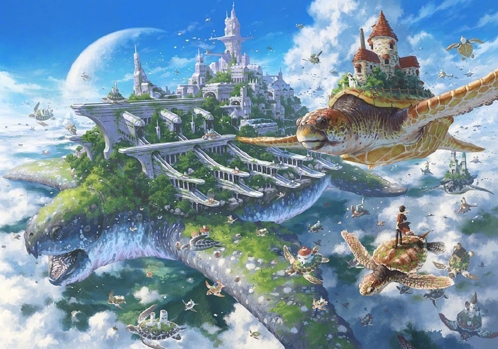 天马行空的梦幻概念插画,充满想象力的画风,有山海经那味了|山海经