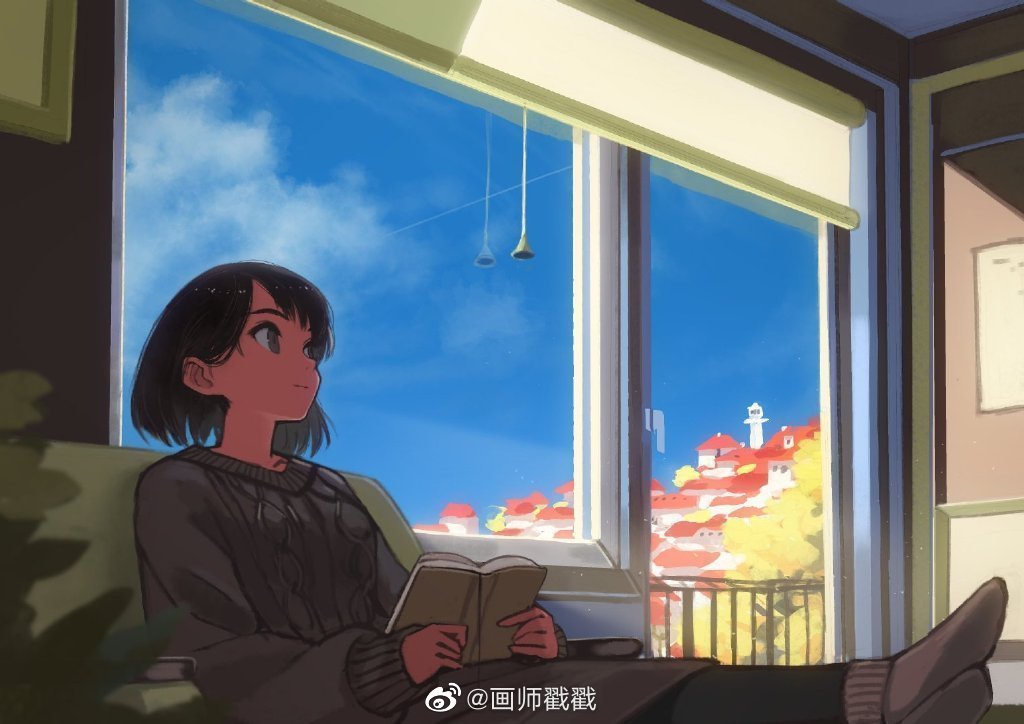 来自插画师kaneni的动漫人物场景创意插画系列——蓝天白云晴空少年