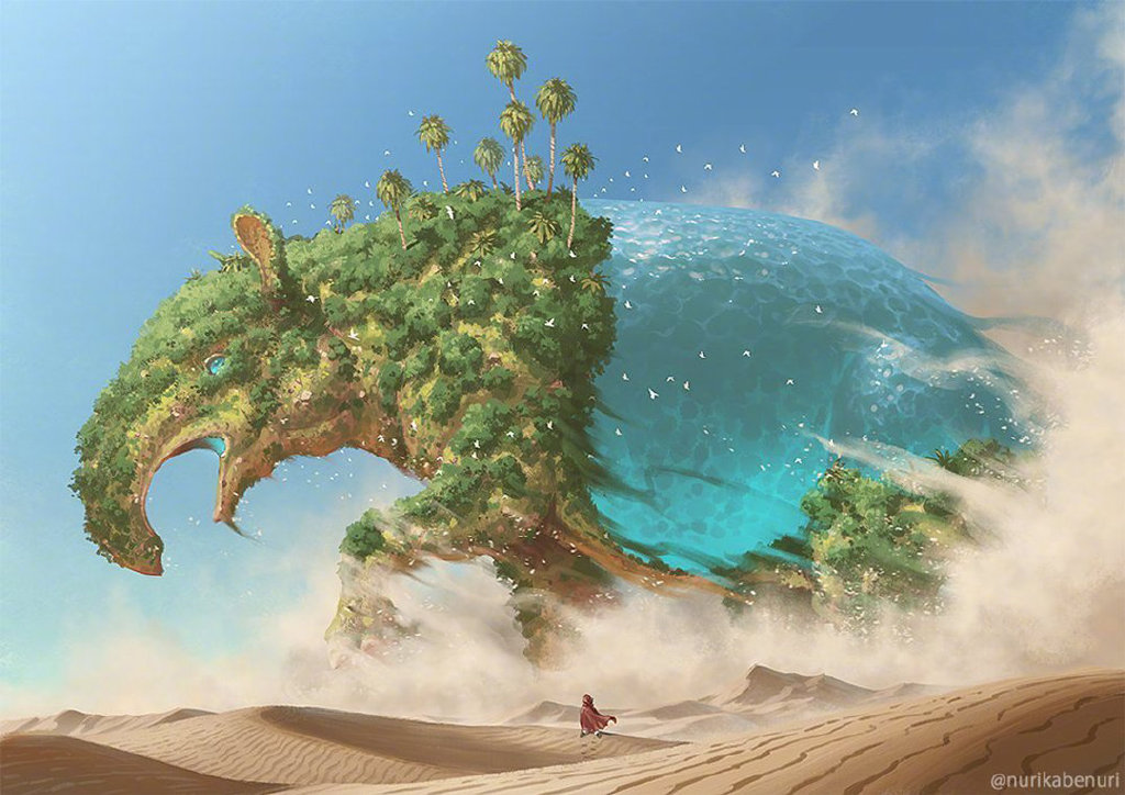 天马行空的梦幻概念插画,充满想象力的画风,有山海经那味了|山海经