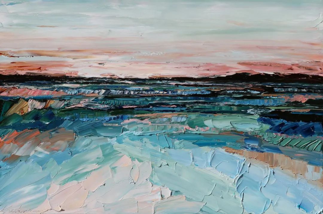 女画家用刮刀刮出震撼的风景一量2厘米厚网友心疼颜料