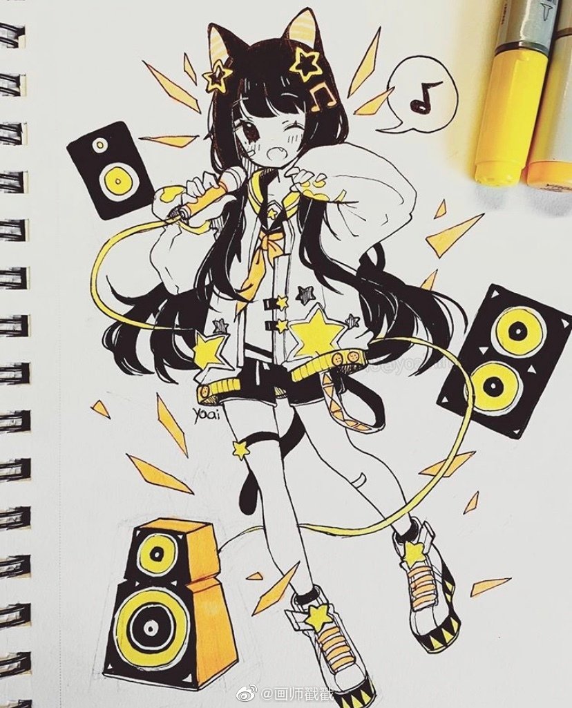 马克笔手绘动漫少女 :yoaihime