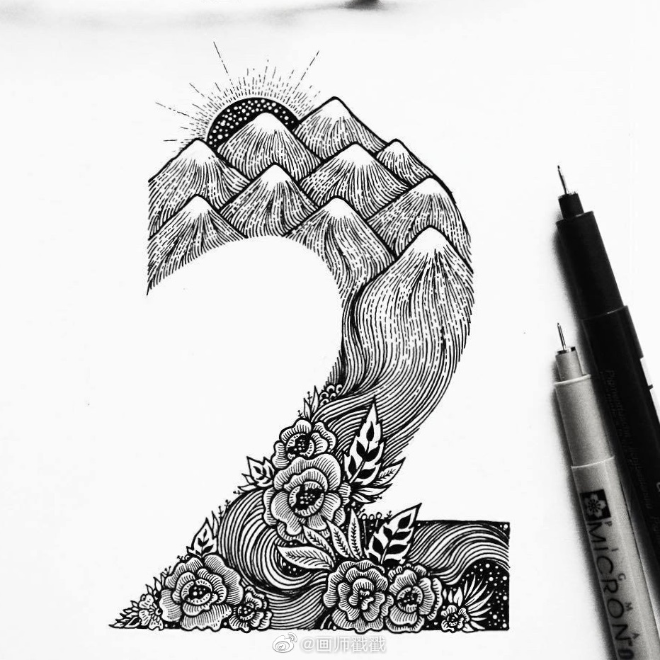 针管笔黑白创意插画数字艺术menisart