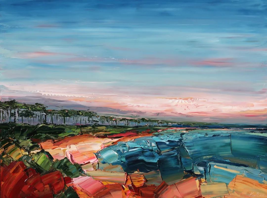 女画家用刮刀刮出震撼的风景一量2厘米厚网友心疼颜料