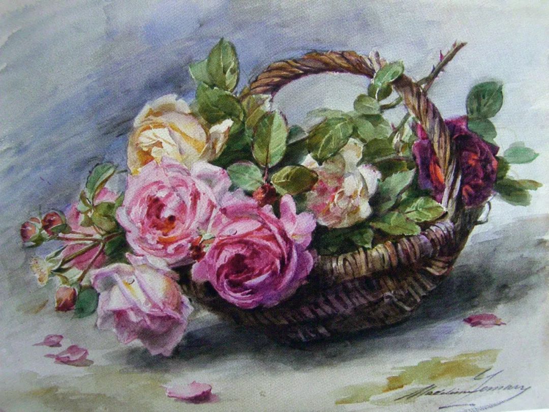 法国女艺术家马德琳·珍妮·莱梅勒花卉水彩画油画作品欣赏_高清图集