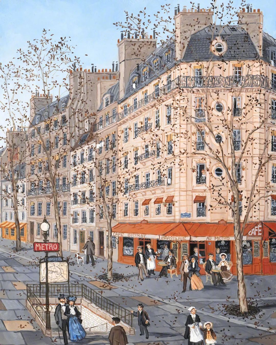 插画里的巴黎街头