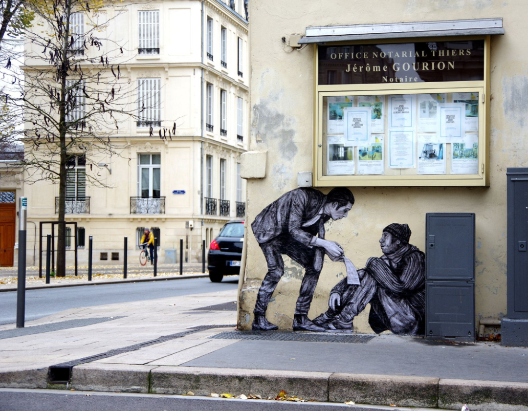 10幅绝佳的街头涂鸦,趣味的黑白创意,让人拍案叫绝