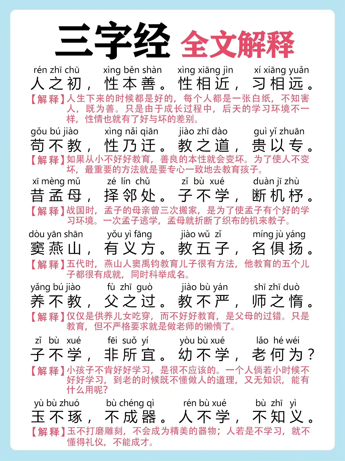 《三字经》全文及解释