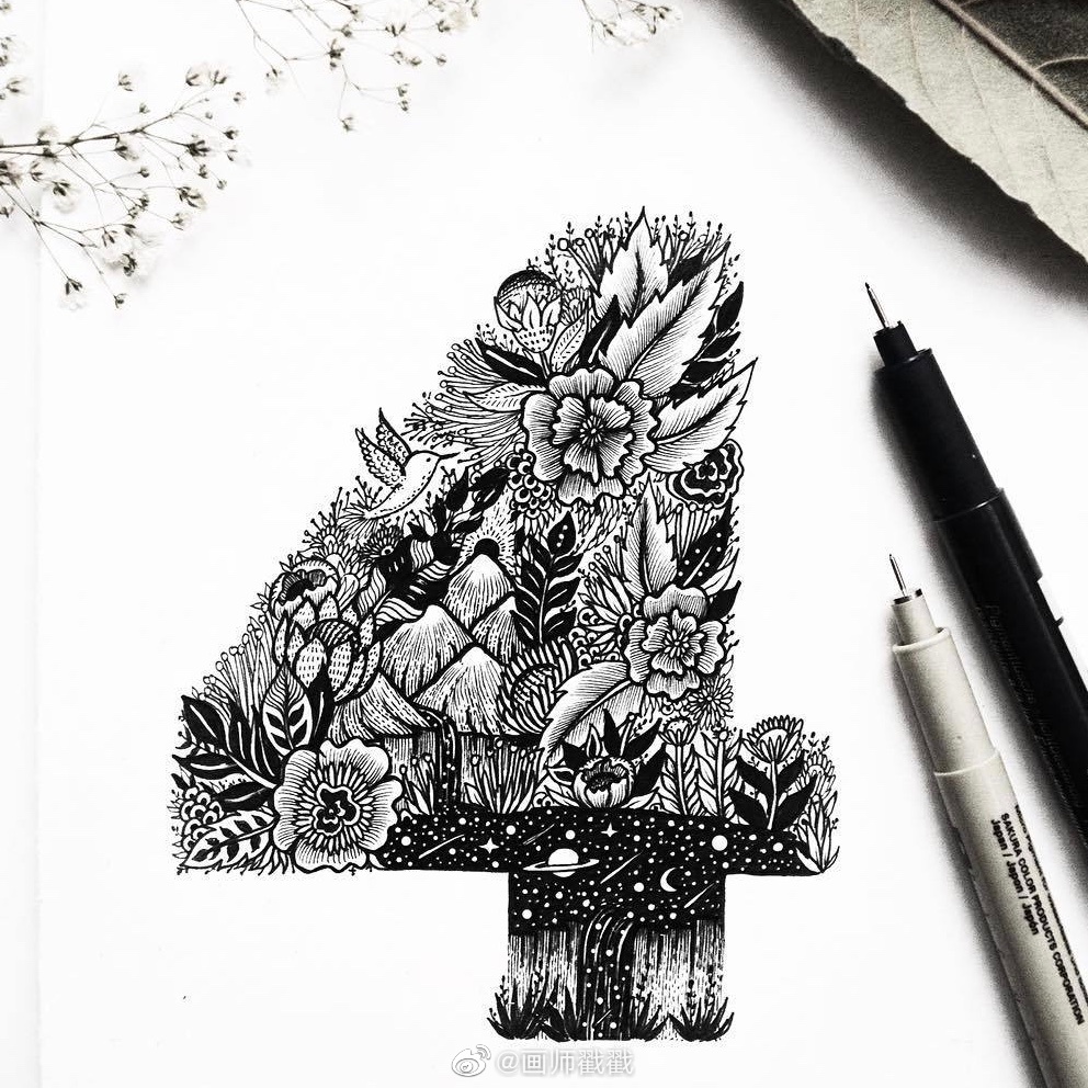 针管笔黑白创意插画数字艺术menisart