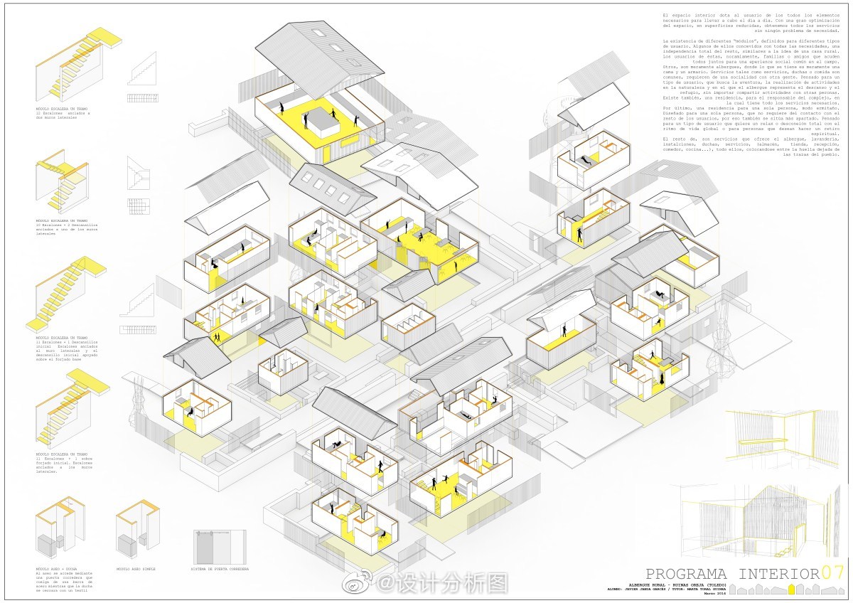 一组乡村旅馆设计分析图