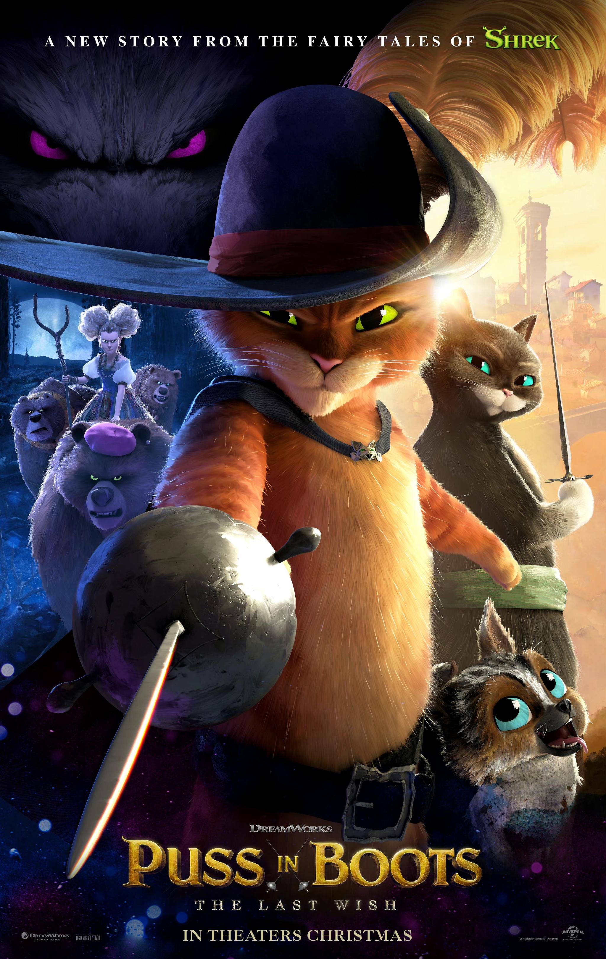 《穿靴子的猫2》发布新海报,靴猫用仅剩的第九条命开启冒险|猫|穿