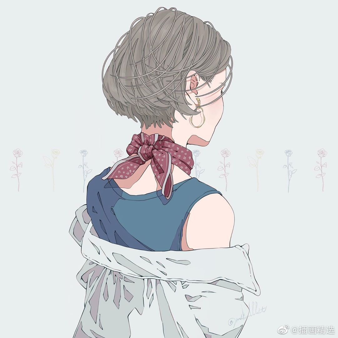 女性局部特写插画作品 风格很唯美 来自插画师misaki