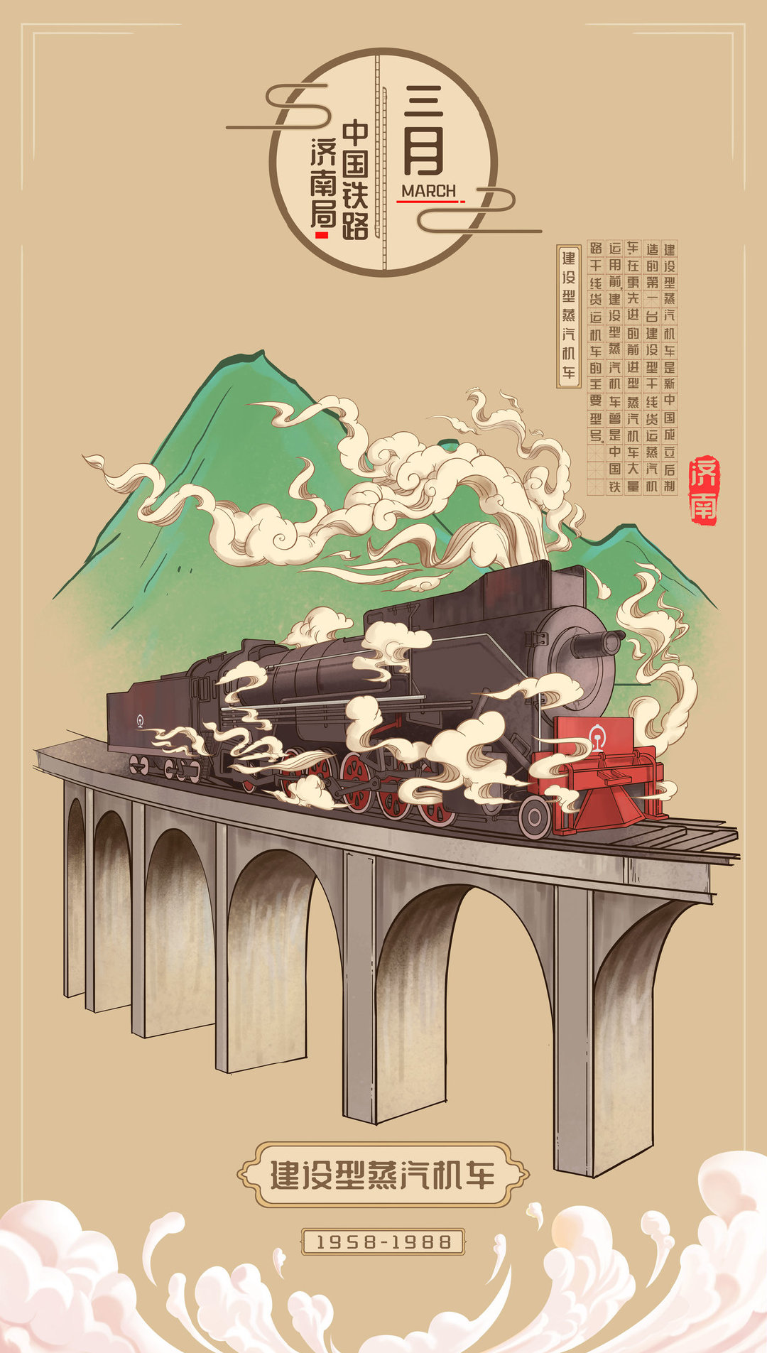 济南铁路局x国风机车演变史,让历史在插画上 :造山