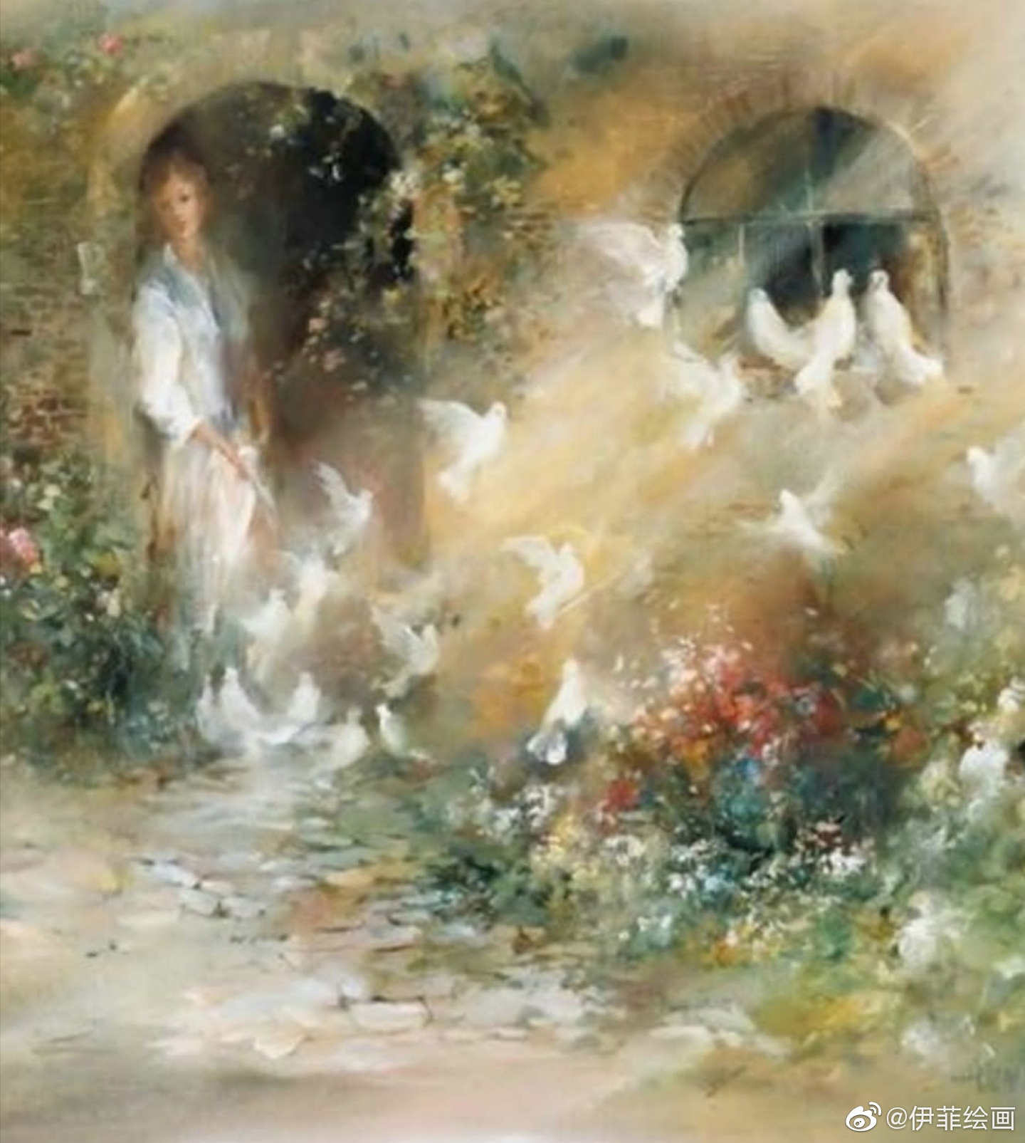 手绘水彩画作品马儿与花 手绘水彩画作品马儿与花