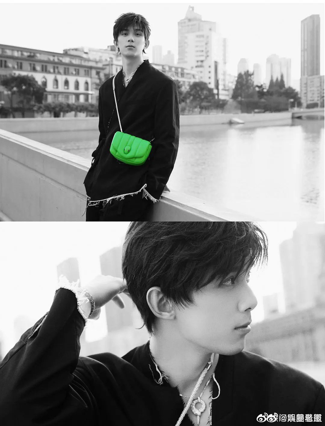 吴磊背宝格丽蛇头包,黑白底色把包的颜色反衬出来……_高清图集_新浪