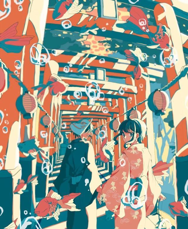 来自于日本插画师的一组画风个性的作品