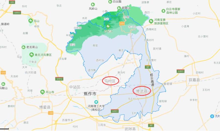 修武县乡镇分布地图图片