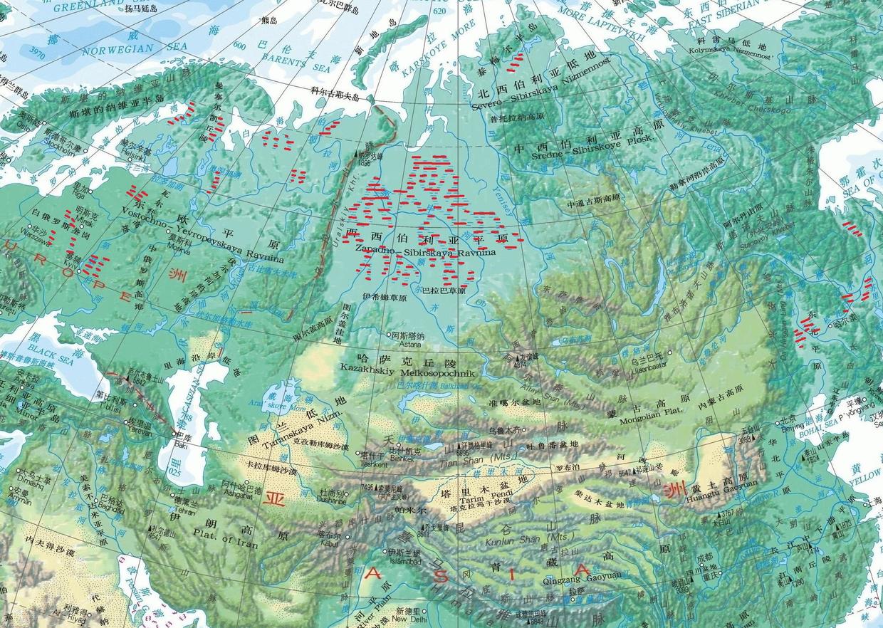 分布图在地球的高纬度地区,比如我国的东北地区以及俄罗斯的西伯利亚