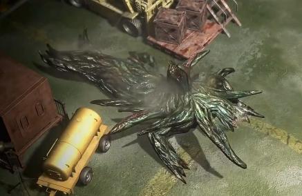 这是比利拿着麦林向水蛭女王开出了一枪,把它打下了平台掉下地下室中