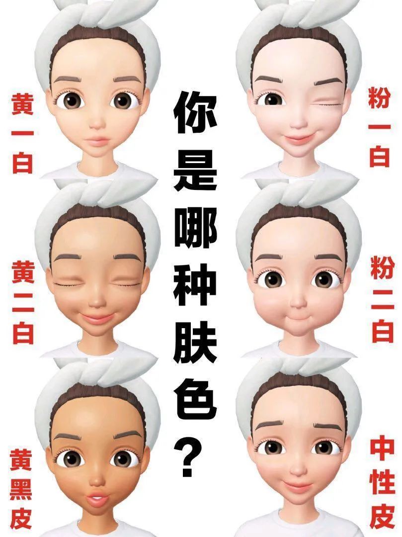 看文前,大家可以根据网上的肤色测试图,看看自己属于那一种皮肤!
