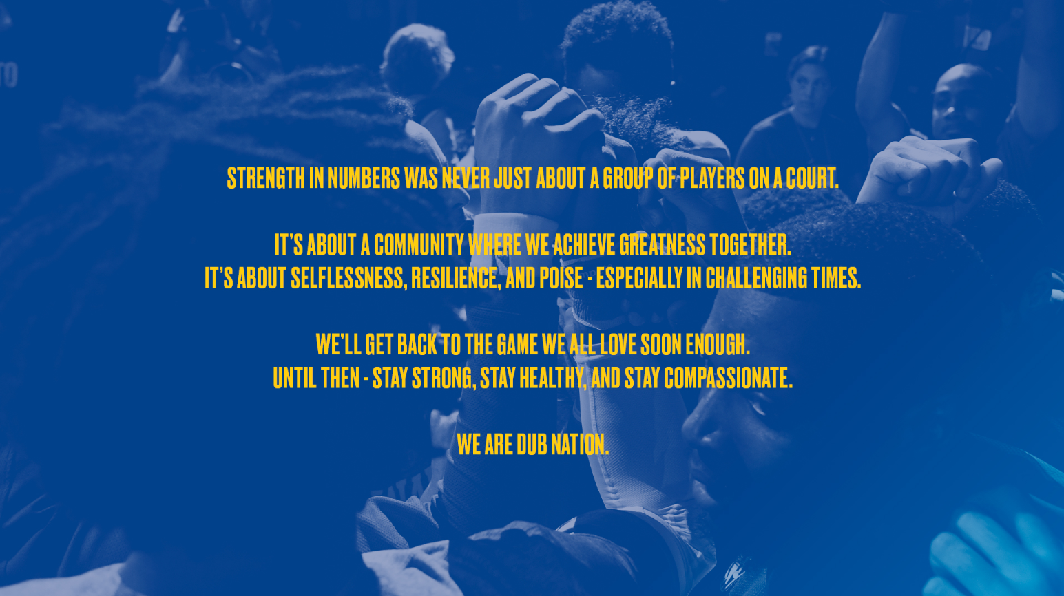 众志成城勇士官方更新推特激励球迷