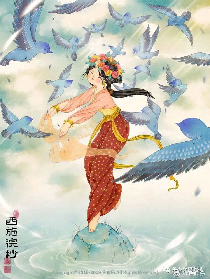 沉鱼落雁之称的西施,本身就美得不可方物,胖了几斤后,倒是像年画里美