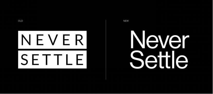 还有就是"never settle"的变化,一加更换了字体,调整了字距,改成了首