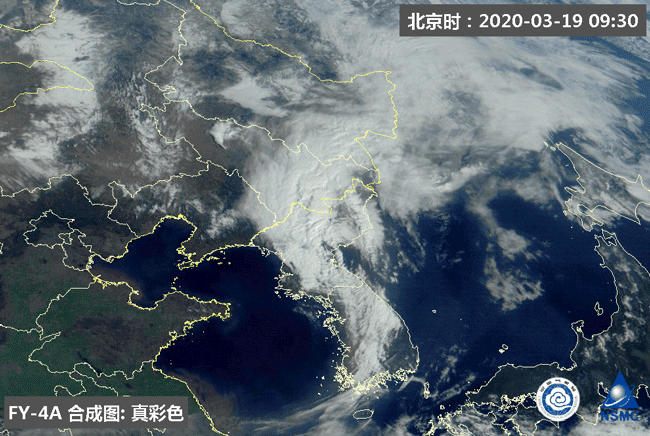 在3月19日白天的卫星云图动画上看它逐渐成型增强并向着日本海内转移