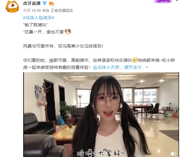 王者荣耀张大仙一姐地位不保瓜妹入驻虎牙神仙颜值让人爱了