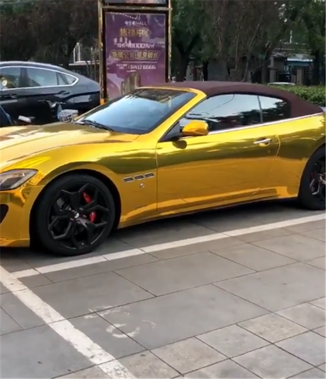 金色玛莎拉蒂gt,改装"子弹螺丝",车主还是某集团大公子