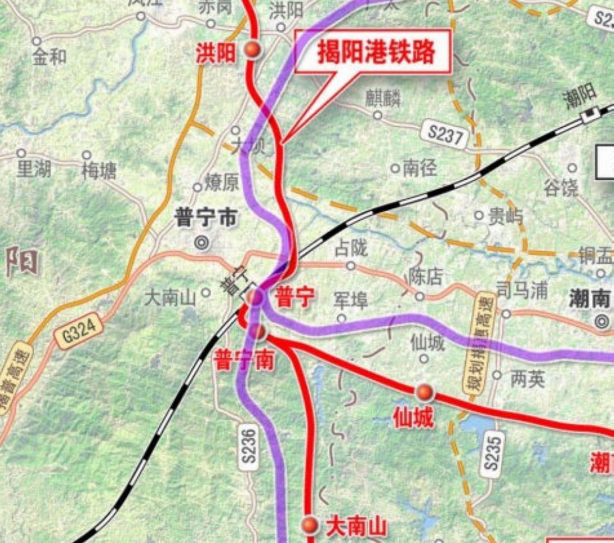 广东省普宁市今后主要的两座火车站