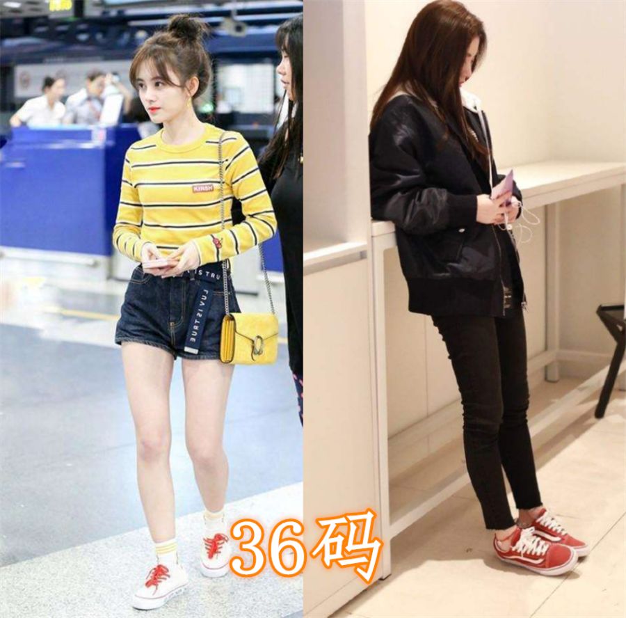 鞠婧祎的鞋码,王子文的鞋码,迪丽热巴的鞋码看到关晓