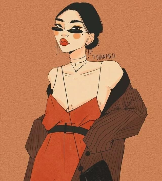 收好一组超酷超飒的女生头像时尚个性女孩插画惊艳来袭