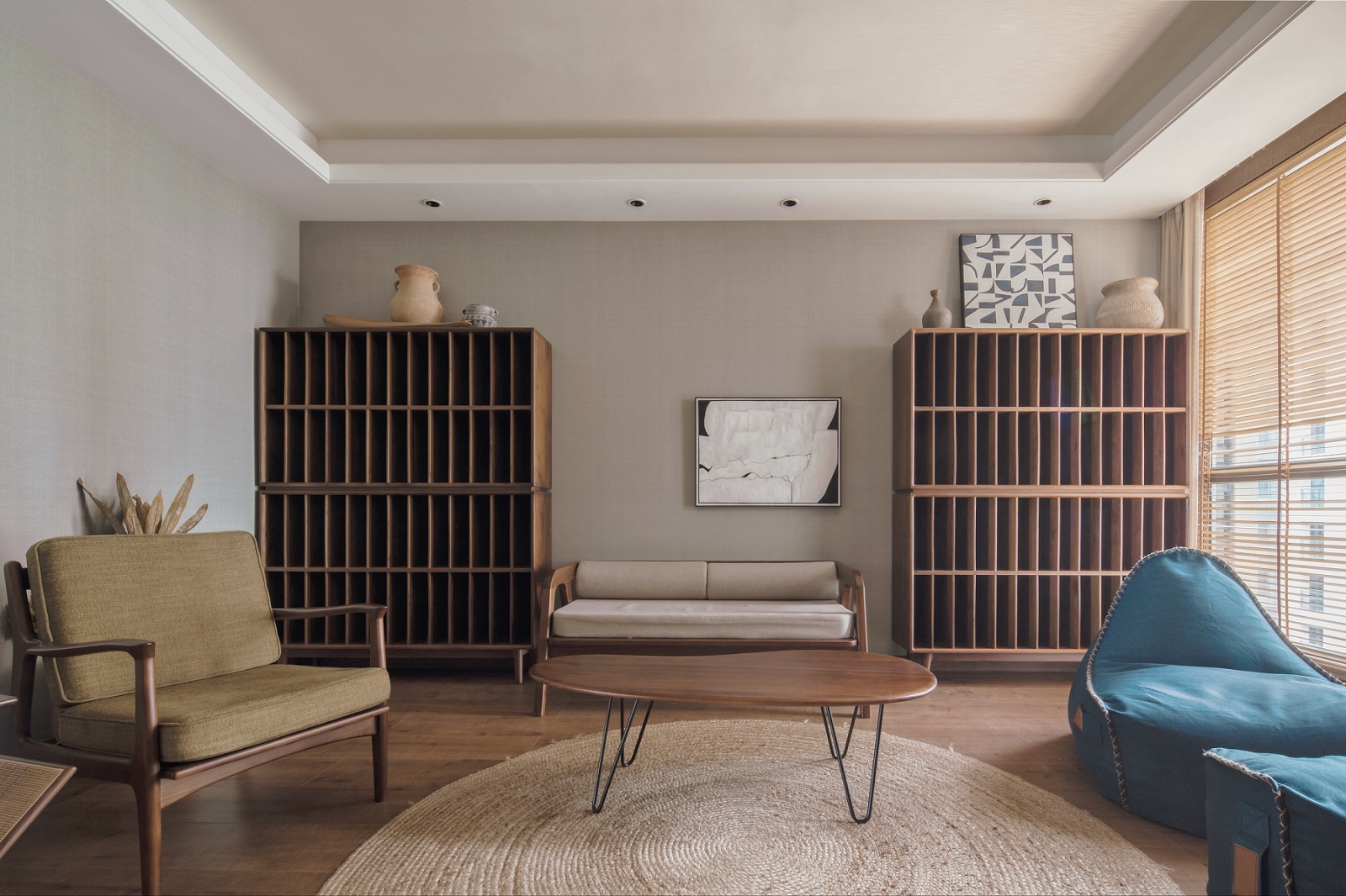 当木色碰撞禅意,230㎡最美新中式,原木打造的客厅,太惊艳了