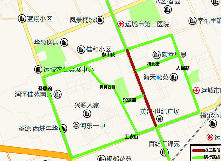 运城市街道辖区图图片